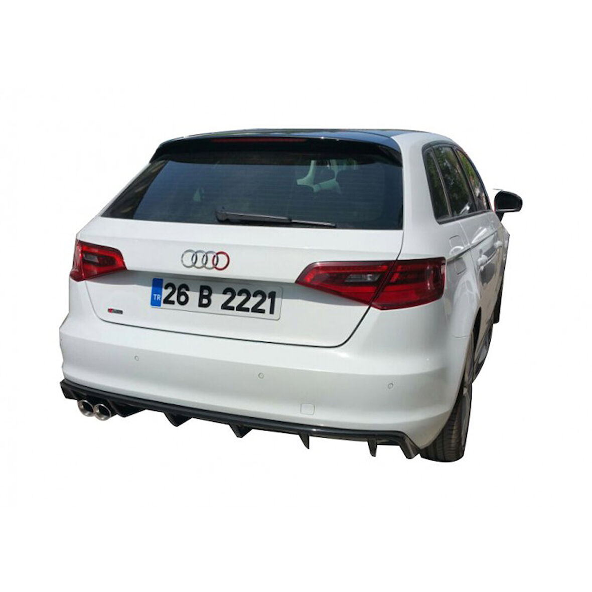 Audi A3 8V 2012 - 2016 Plastik Arka Tampon Eki - Difüzör (Plastik)(Boyasız)