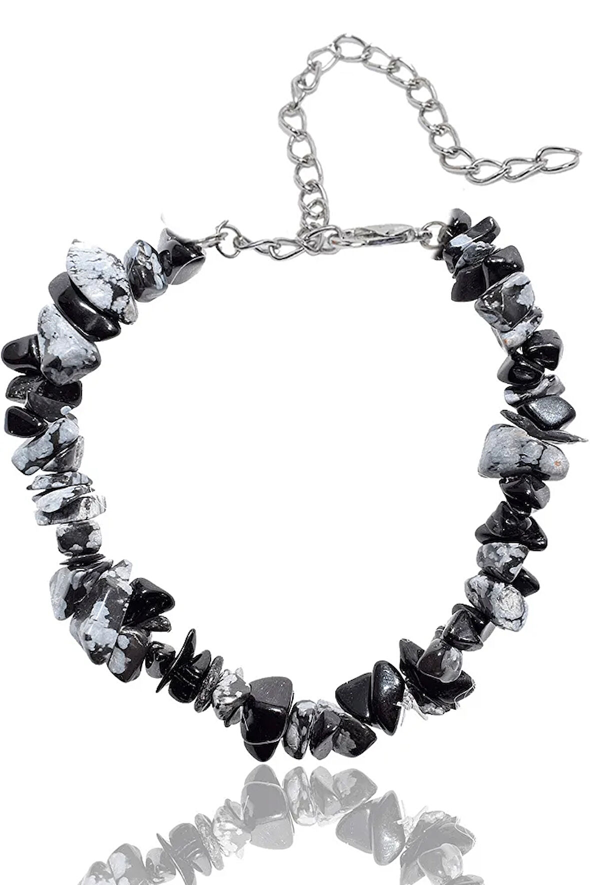 Sertifikalı Karlı Obsidyen Kırık Doğal Taşlı Bileklik 1.kalite (MEKSİKA)