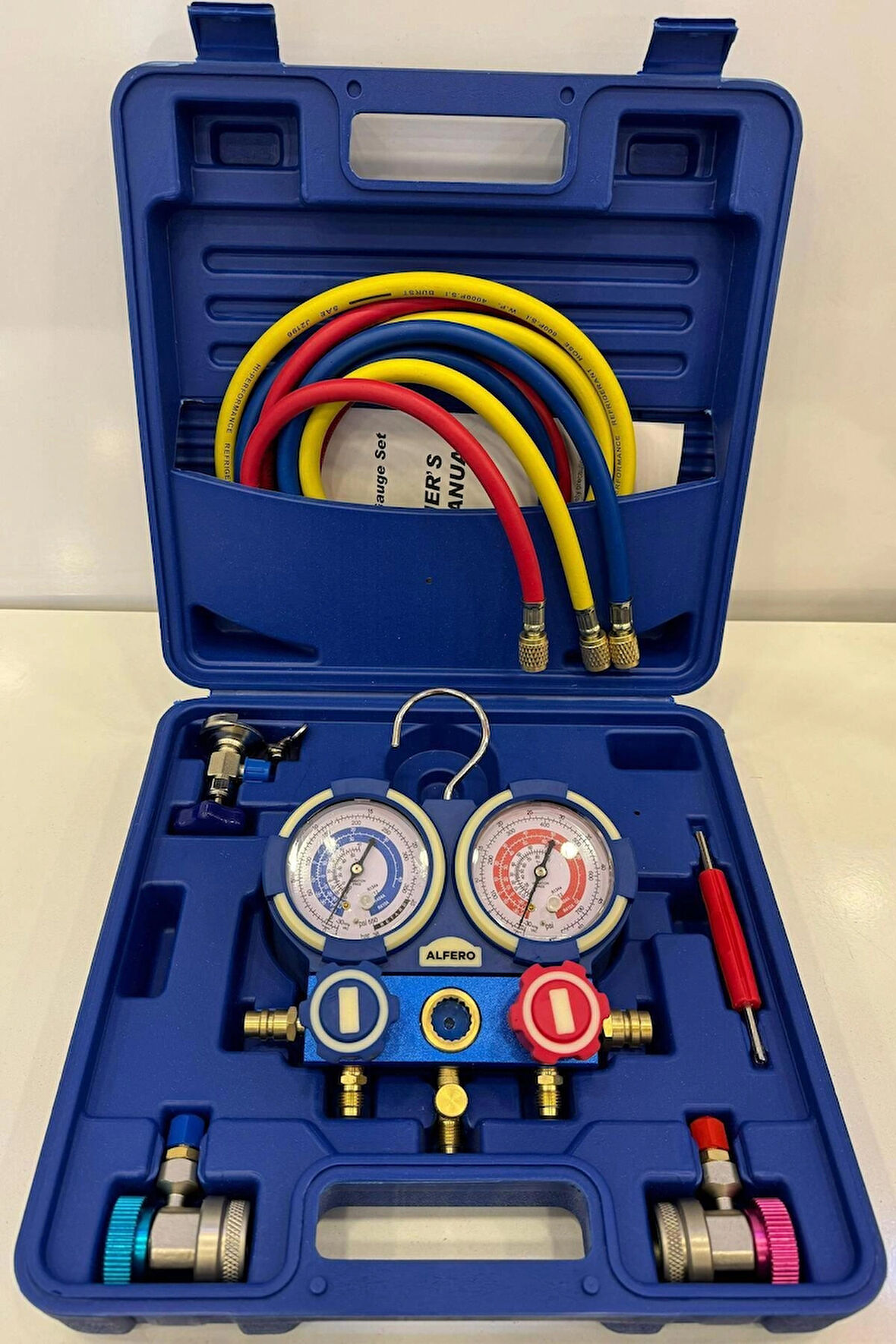  2 Valfli Manifold Gösterge Kiti 1.5m Hortumlu Çantalı R134 A R22 R404 A R410 A Gaz