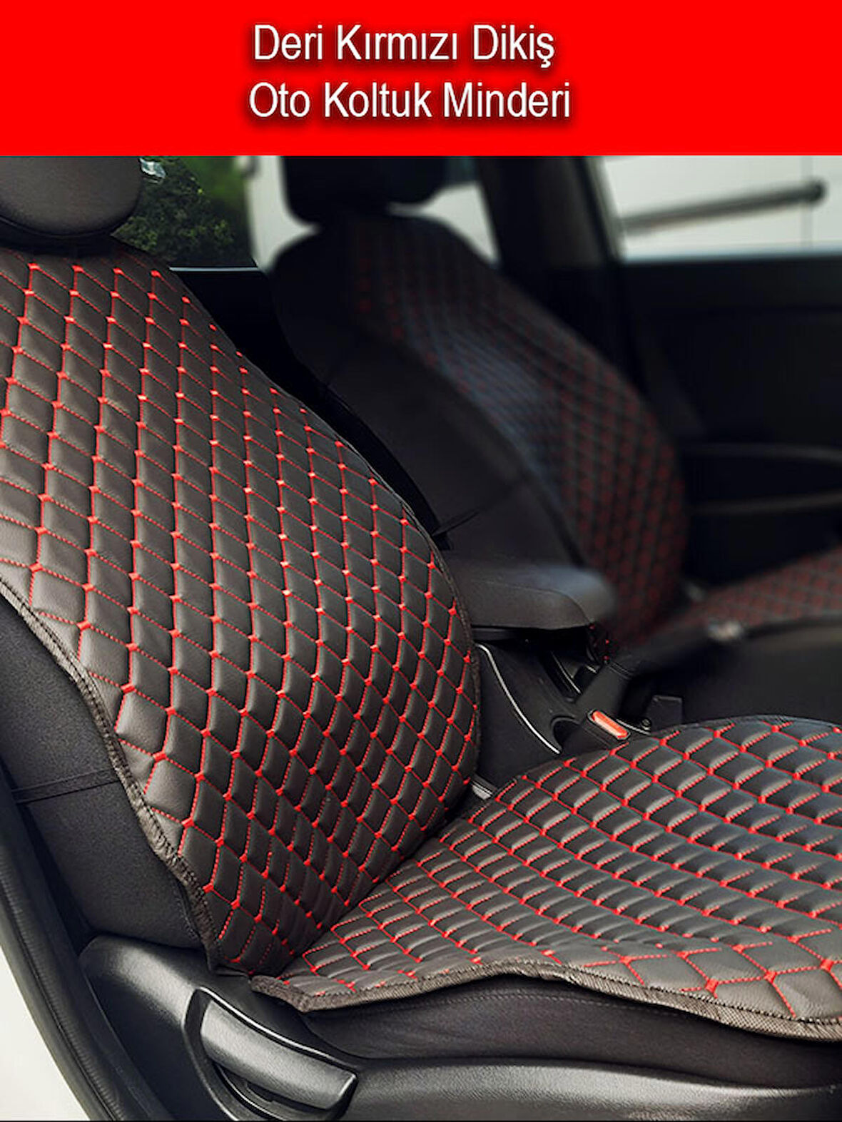 Audi A6 C7 2012-2018 Kumaş 2li Deri Kaplama Koltuk Minderi Siyah Kırmızı