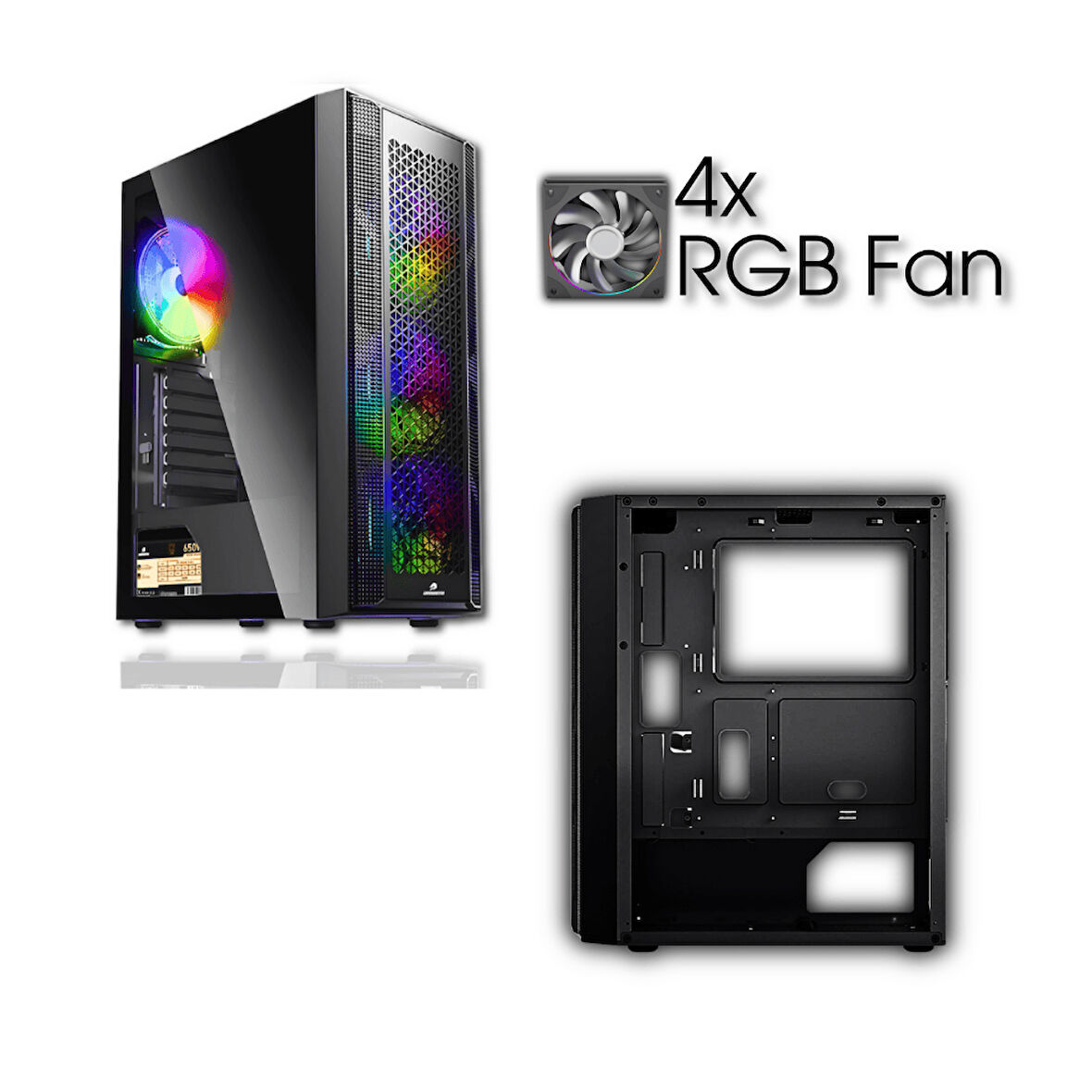 GameBooster Kasa Gb-F3107B 650W 80+ Bronze Mesh 4X Rgb Fanlı Gamıng Siyah