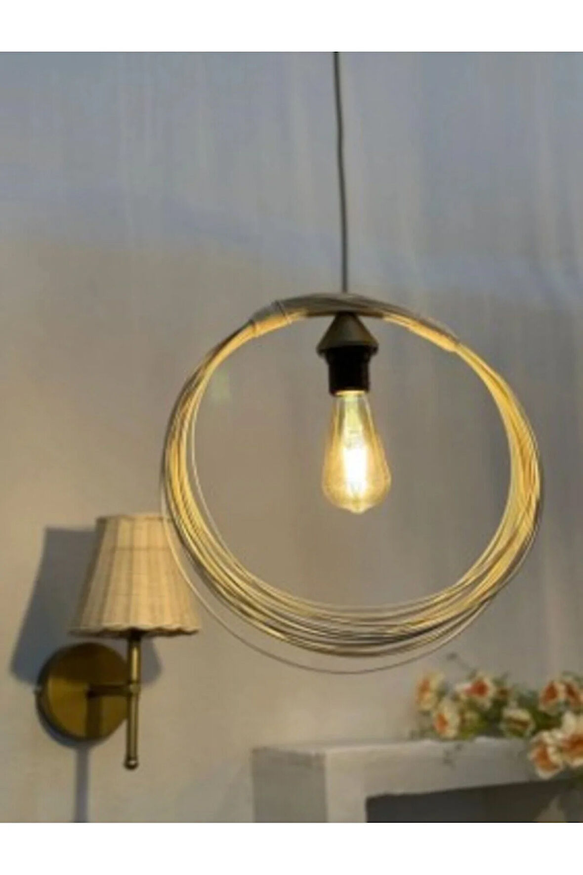 Luna Rattan Bambu Sarkıt Avize