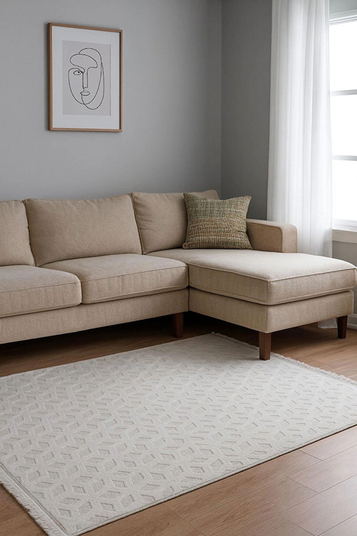 Geometrik Oyma Kabartma Desenli Pamuk Dokuma Tabanlı Lüks Makina Halısı