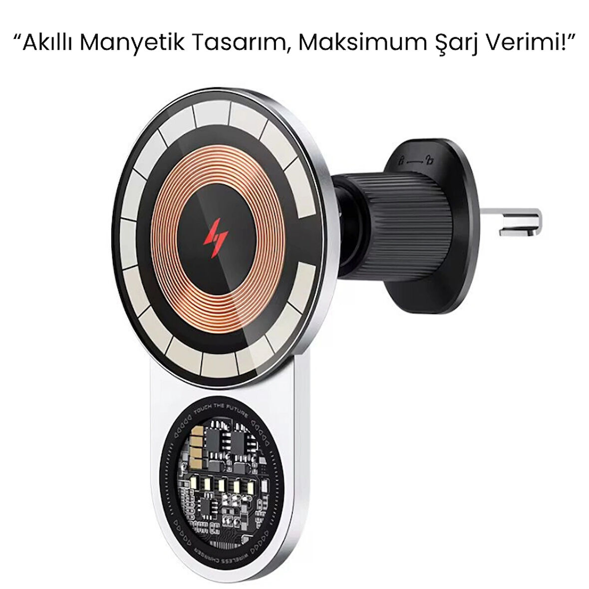 15W Hızlı Şarjlı Manyetik Araç Telefon Tutucu | 1200g Güçlü Tutuş | Akıllı Çipli 360° Döner Tasarım