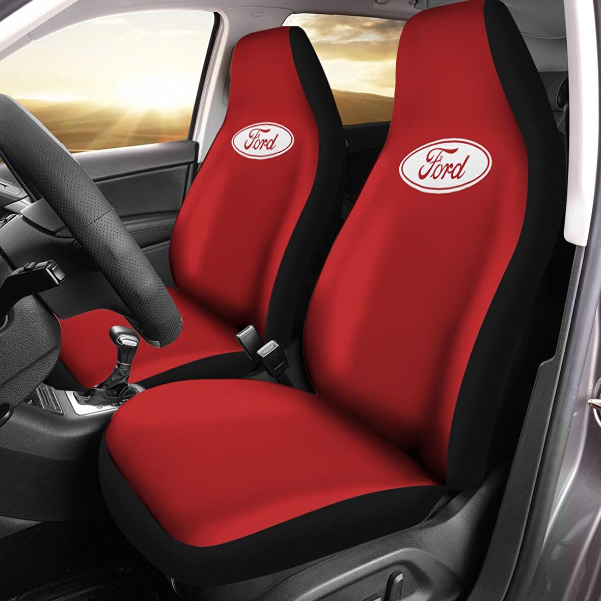 Ford Fiesta Araca Özel Oto Koltuk Kılıfı PRO - Kırmızı ( Yeni Tasarım - Yeni Fit Kalıp )