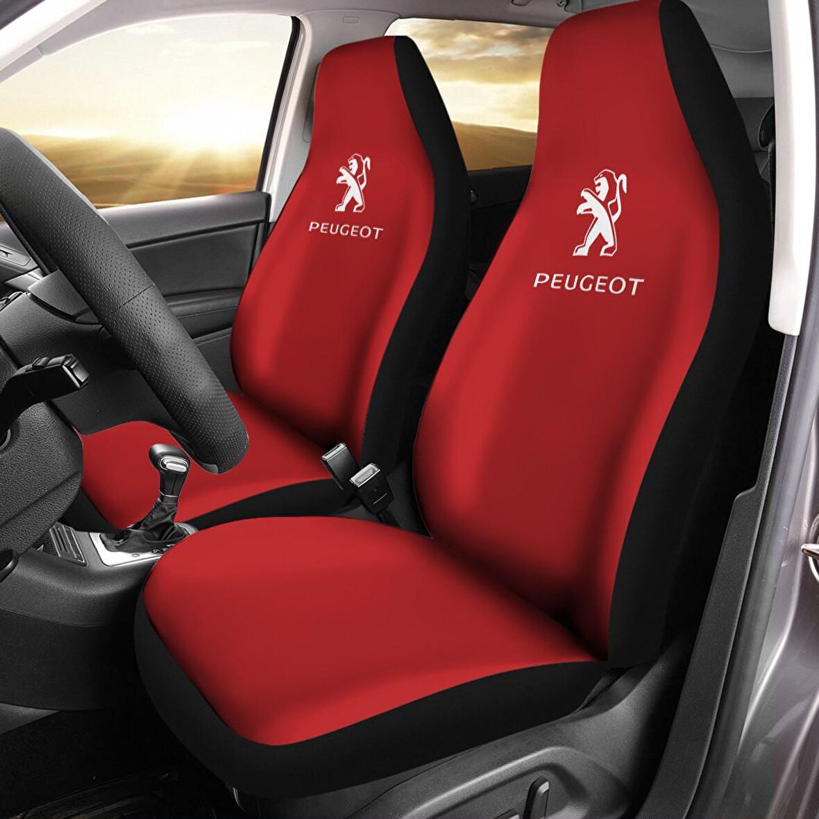 Peugeot 208 Araca Özel Oto Koltuk Kılıfı PRO - Kırmızı ( Yeni Tasarım - Yeni Fit Kalıp )