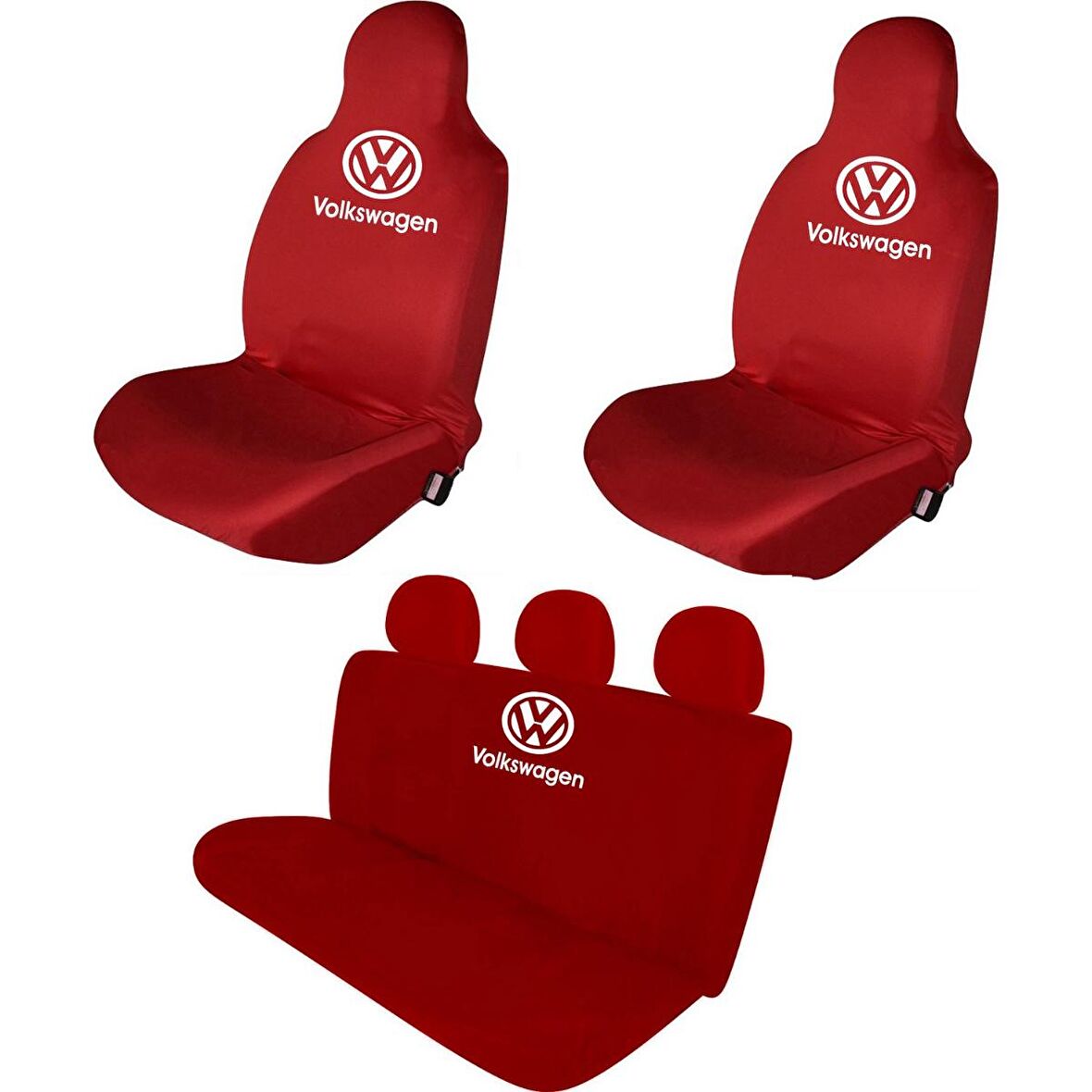 Volkswagen Transporter Penye Oto Koltuk Kılıfı - Marka Logo Baskılı - Kırmızı