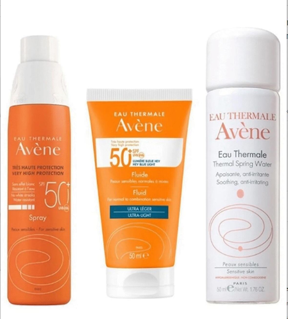 Avene Güneşten Korunma Seti - Spray Spf 50+ 200ml - Solaire Spf50+ Fluid Ultra Light 50 Ml Termal Su 50ml