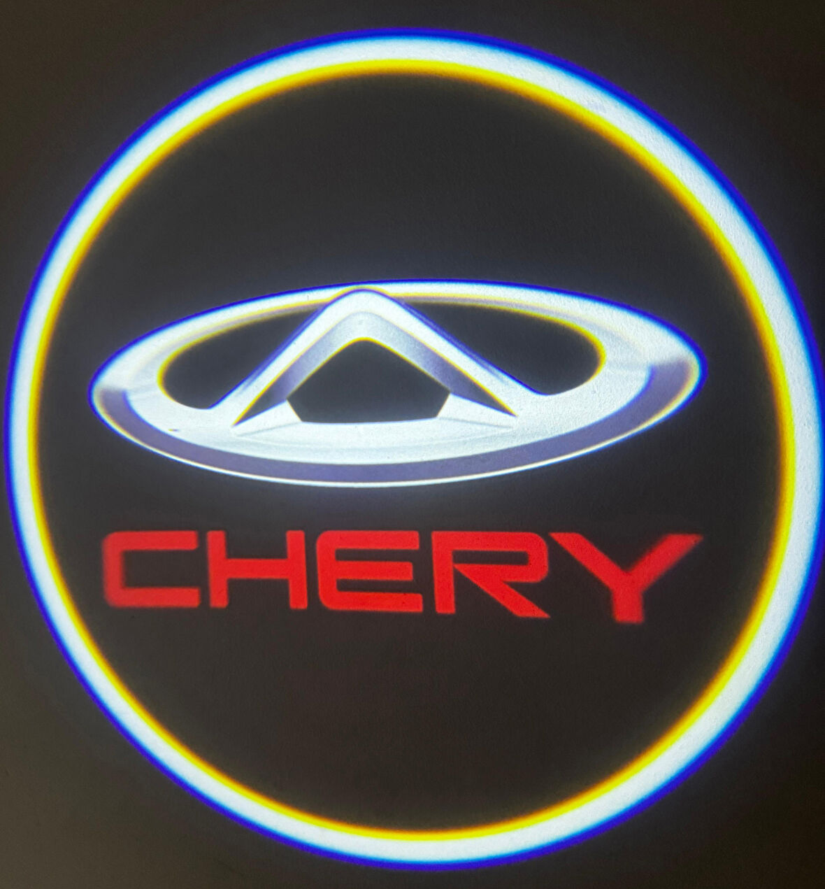 Chery Araçlar İçin Mesafe Sensörlü  Fotoselli Pilli Yapıştırmalı Kapı Altı Led Logo