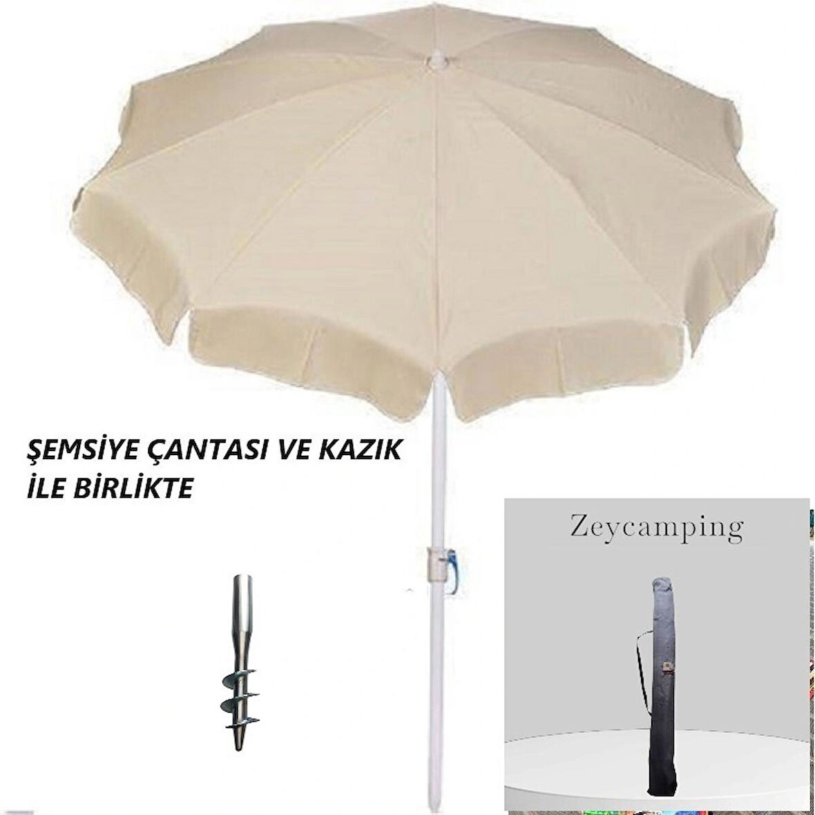  ZEYCAMPİNG PLAJ KAMP BAHÇE BALKON DENİZ 200 CM  TAŞIMA ÇANTASI VE DEMİR KAZIK İLE ( BİDON HARİÇ )