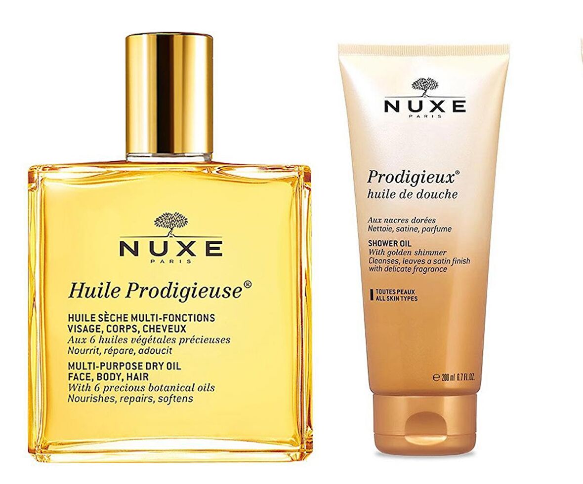 Nuxe Set 14 - NUXE Huile Prodigieuse Çok Amaçlı Kuru Bakım Yağı 50 ml - Nuxe Prodigieux Duş Yağı 200ml