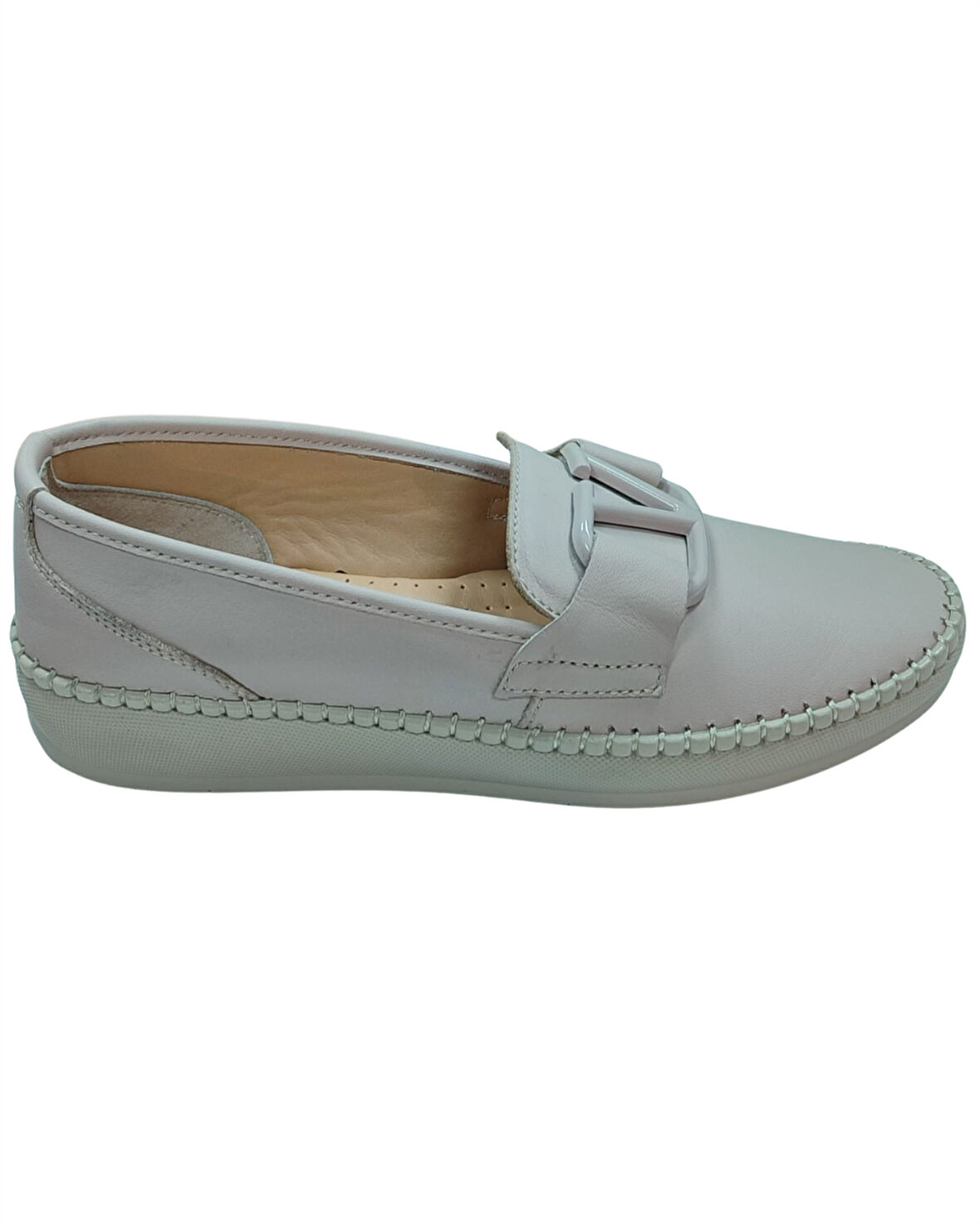 Frida 2044 Kadın Bej (37-41) Deri Tokalı Comfort Ayakkabı 