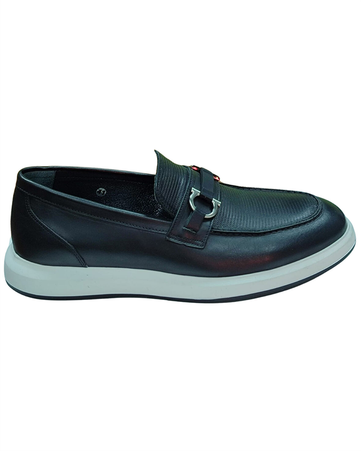 Rego 1774 Erkek Siyah (40-44) Deri Tokalı Loafer Ayakkabı 