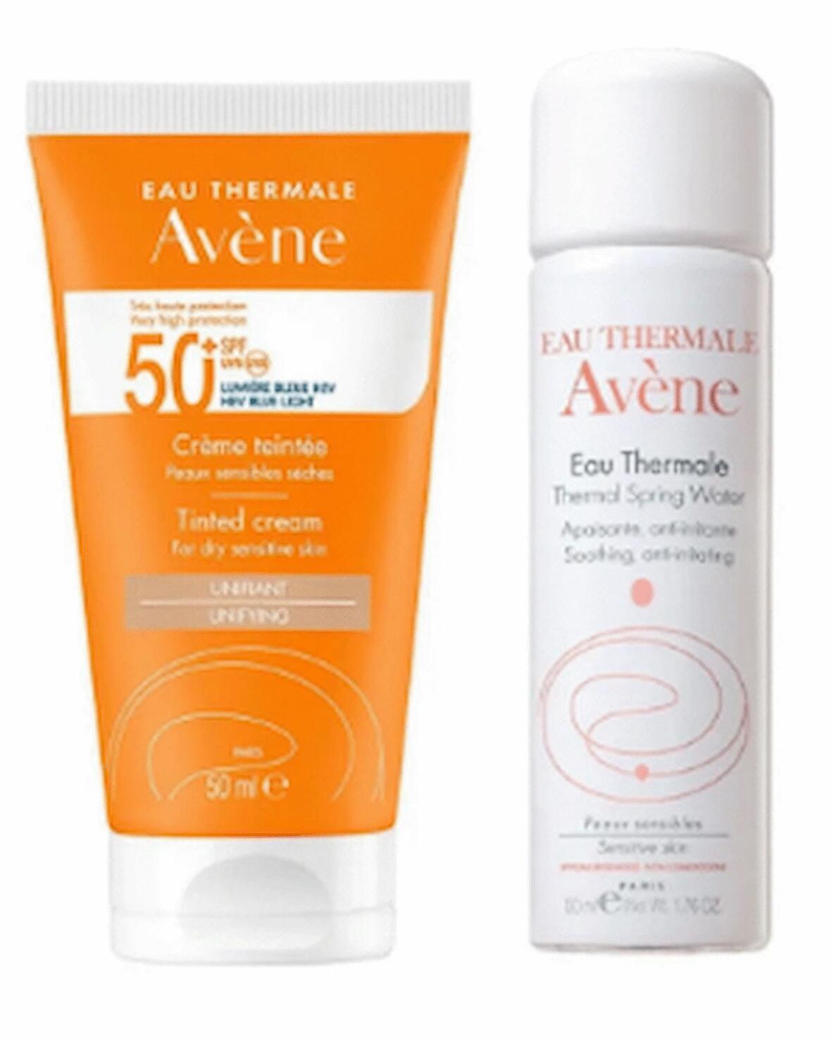 Avene Set 3 - Avene Solaire SPF 50+ Renkli Güneş Kremi 50 ml - Avene Termal Su 50 ml