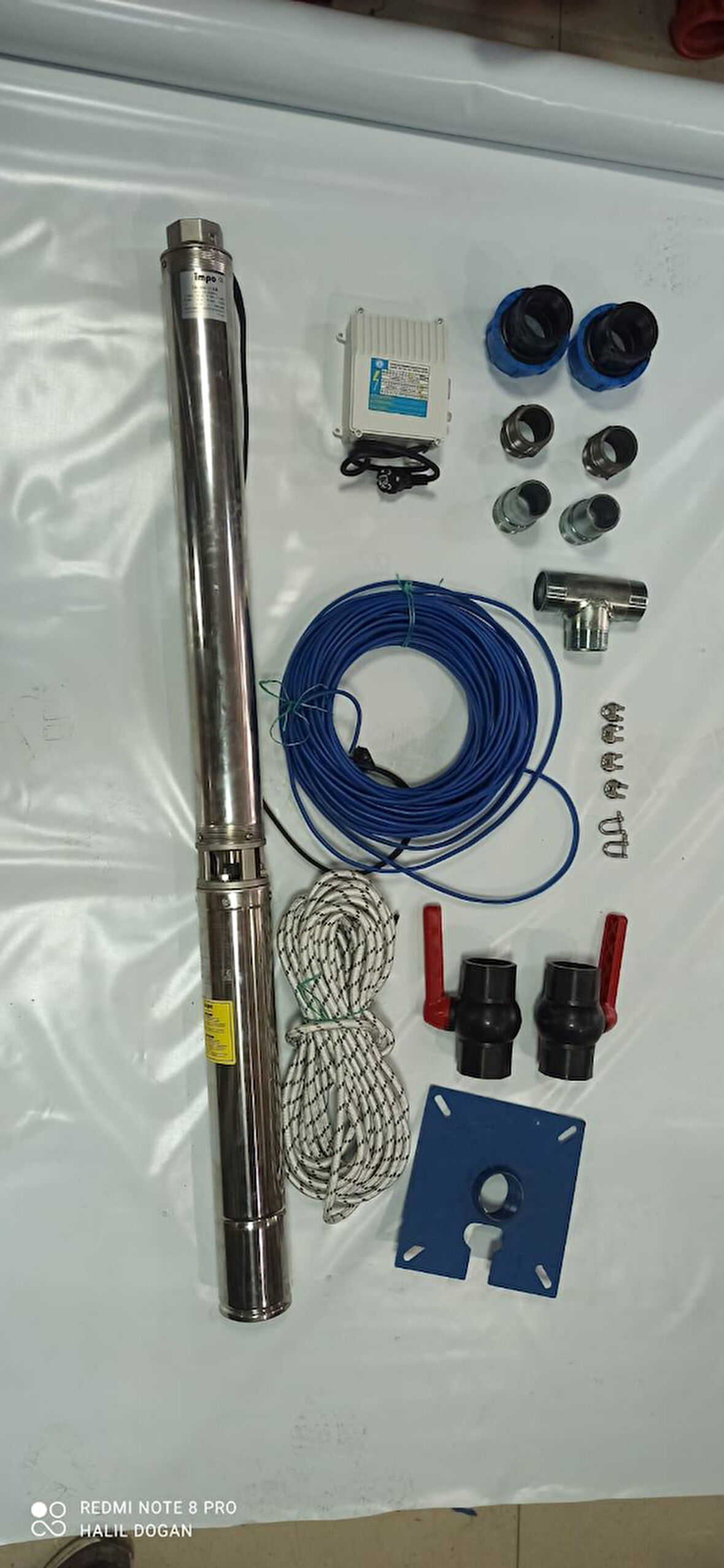 Impo Sk 406/13 2HP Krom Başlıklı  60 MT Yassı Kablolu ve Panolu 120 mt Halatlı Çift Vanalı Akıtma Başlıklı Monofaze Takım Dalgıç Pompa