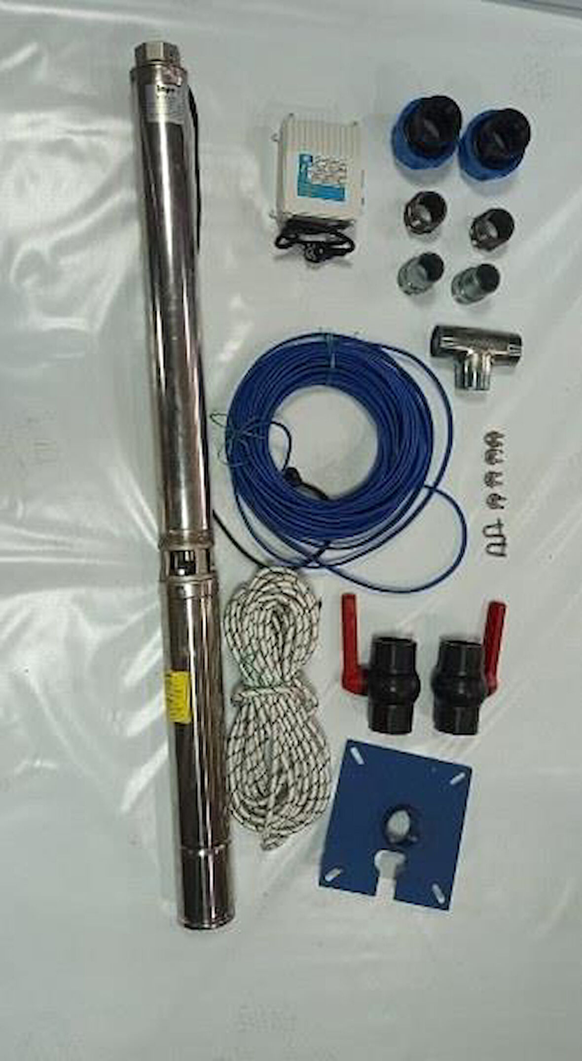 Impo Sk 409/14 3HP Krom Başlıklı  55 MT Yassı Kablolu ve Panolu 110 mt Halatlı Çift Vanalı Akıtma Başlıklı Monofaze Takım Dalgıç Pompa