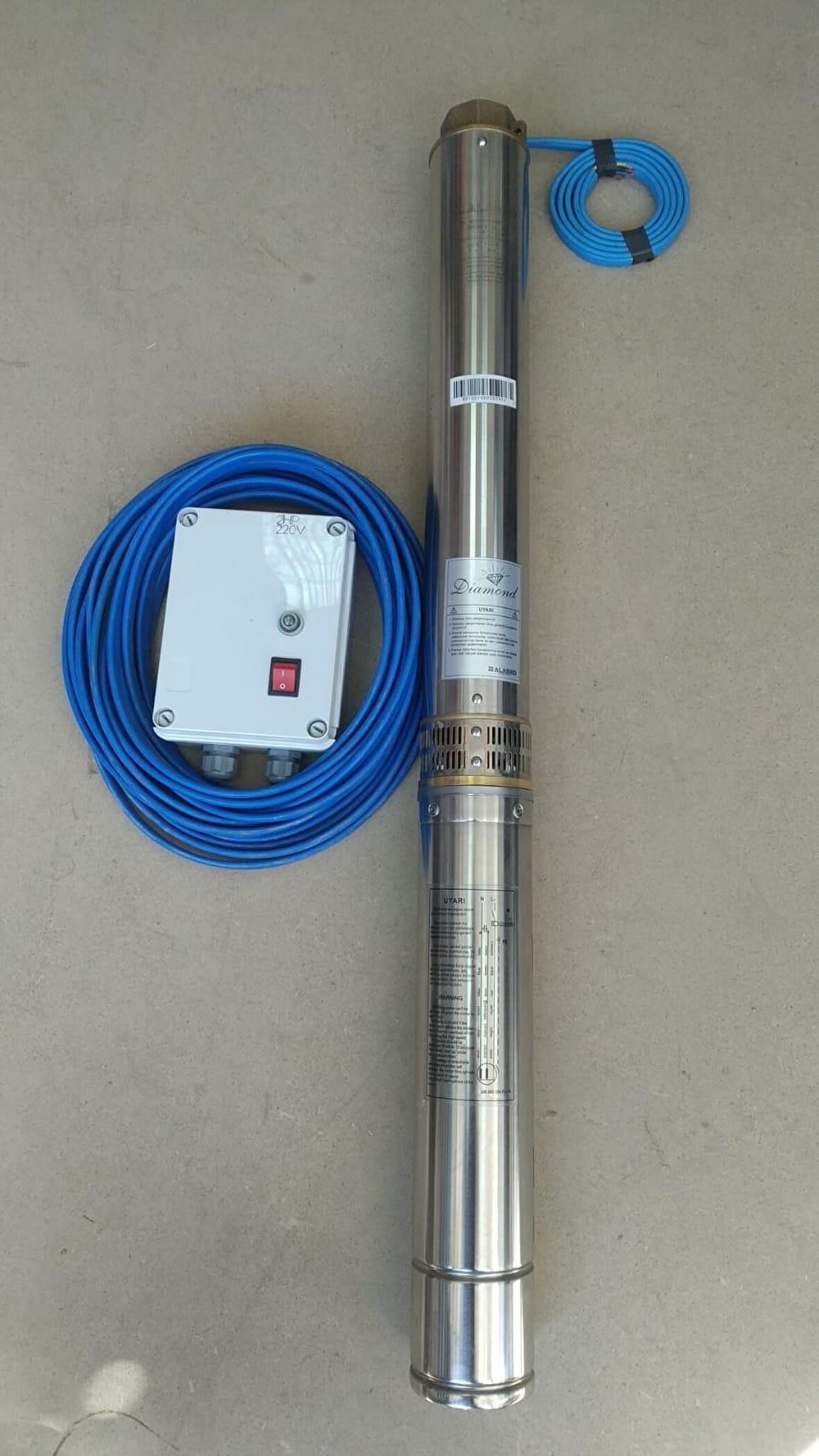 4SDM10/7 1,5HP ALARKO MONOFAZE 15 MT KABLOLU VE PANOLU TAKIM DALGIÇ POMPA