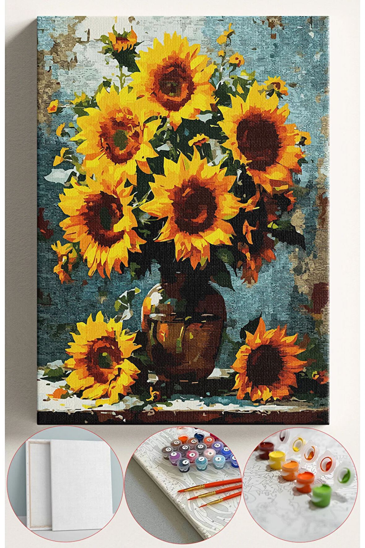 Sayılarla Boyama Seti Numaralı Tuval Fırça Boya 40x50 Cm - AYÇİÇEK