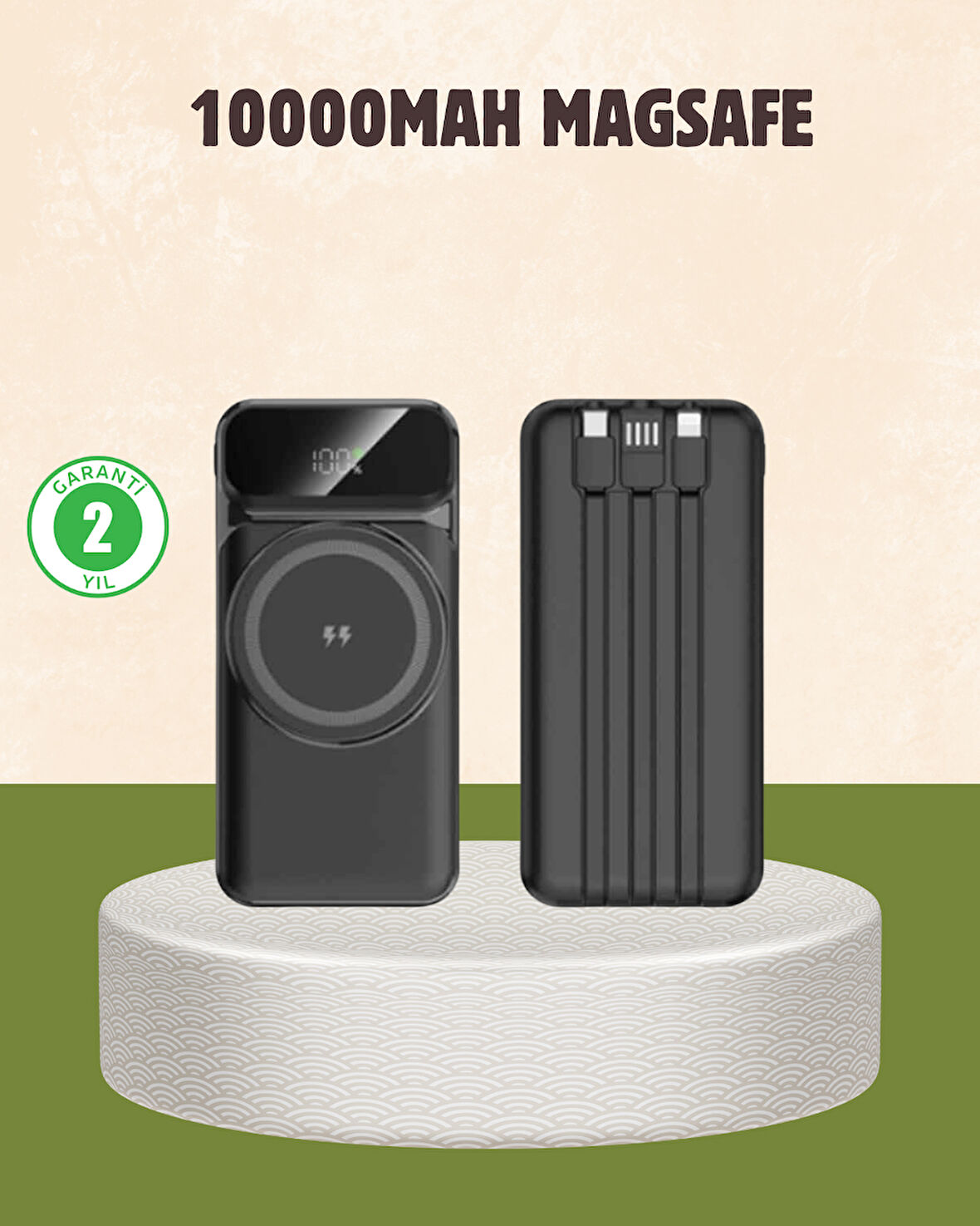 10000 mAh Kablosuz Powerbank – 15W Hızlı Şarj,  Type-C Çoklu Çıkışlı