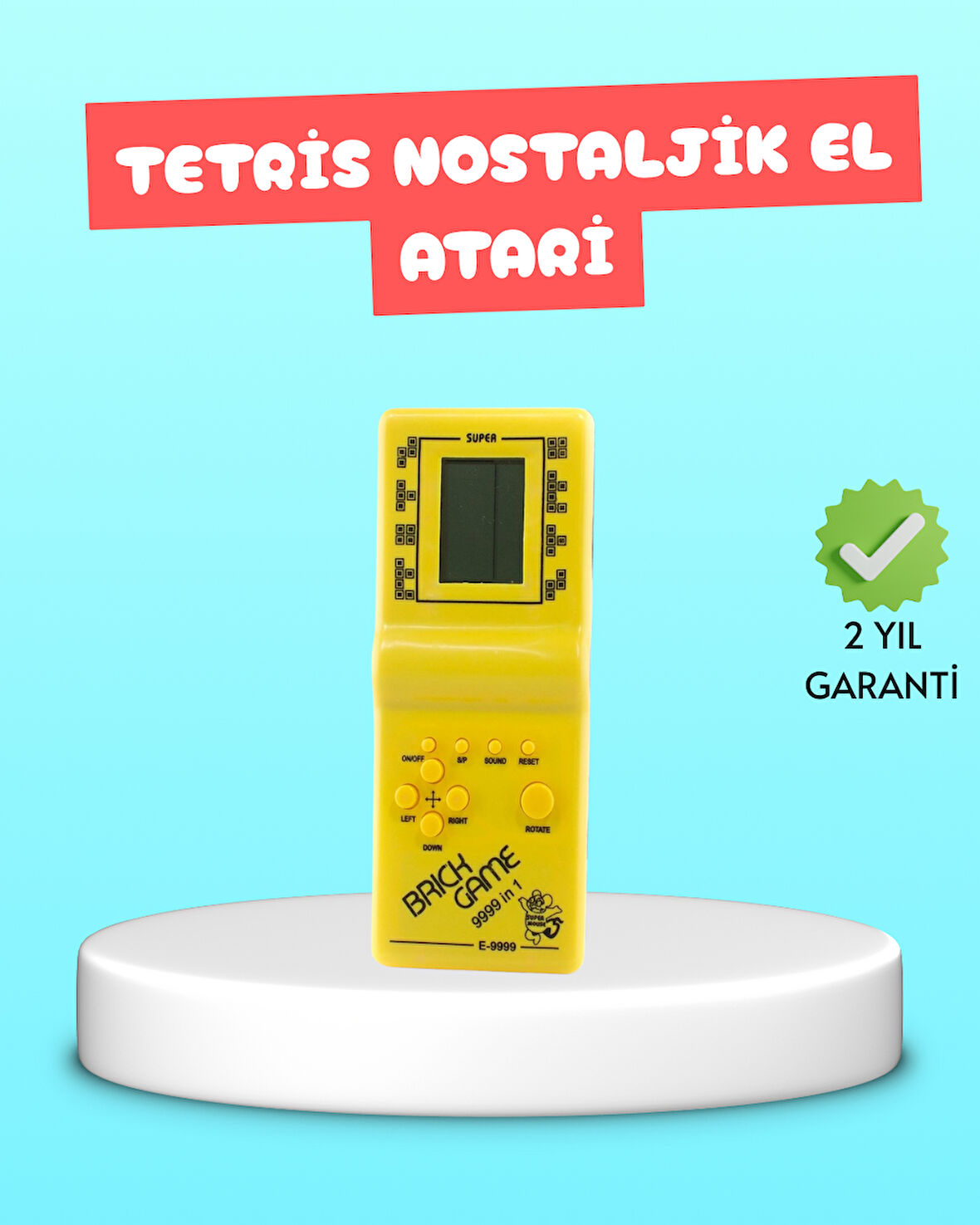 Taşınabilir El Aterisi Gameboy – Klasik Tetris Oyunu, Pil ile Çalışan Mini El Konsolu