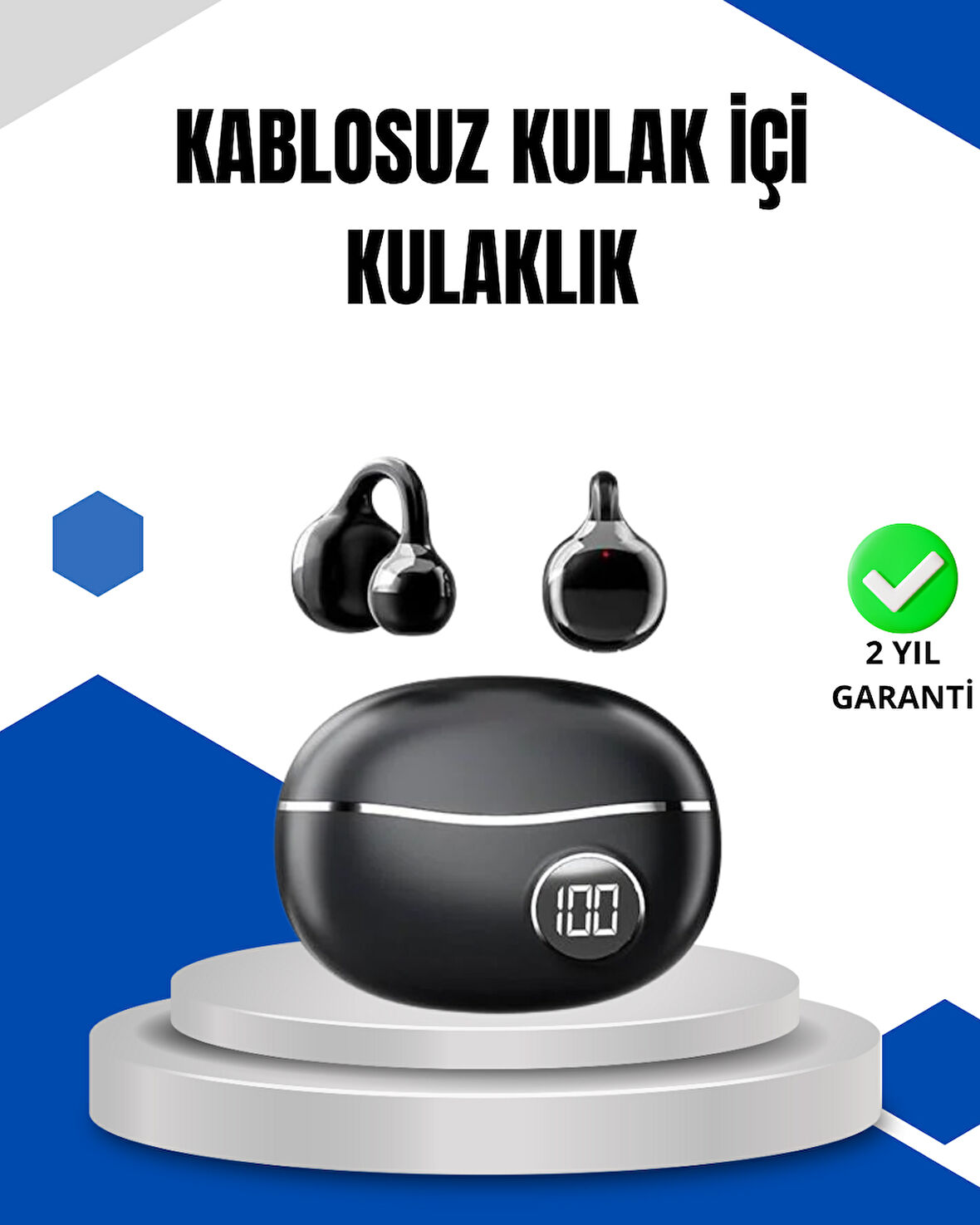 Bluetooth 5.4 Kablosuz Kulaklık – Açık Kulak Güvenli Tasarım ve Hızlı Şarj Özelliği