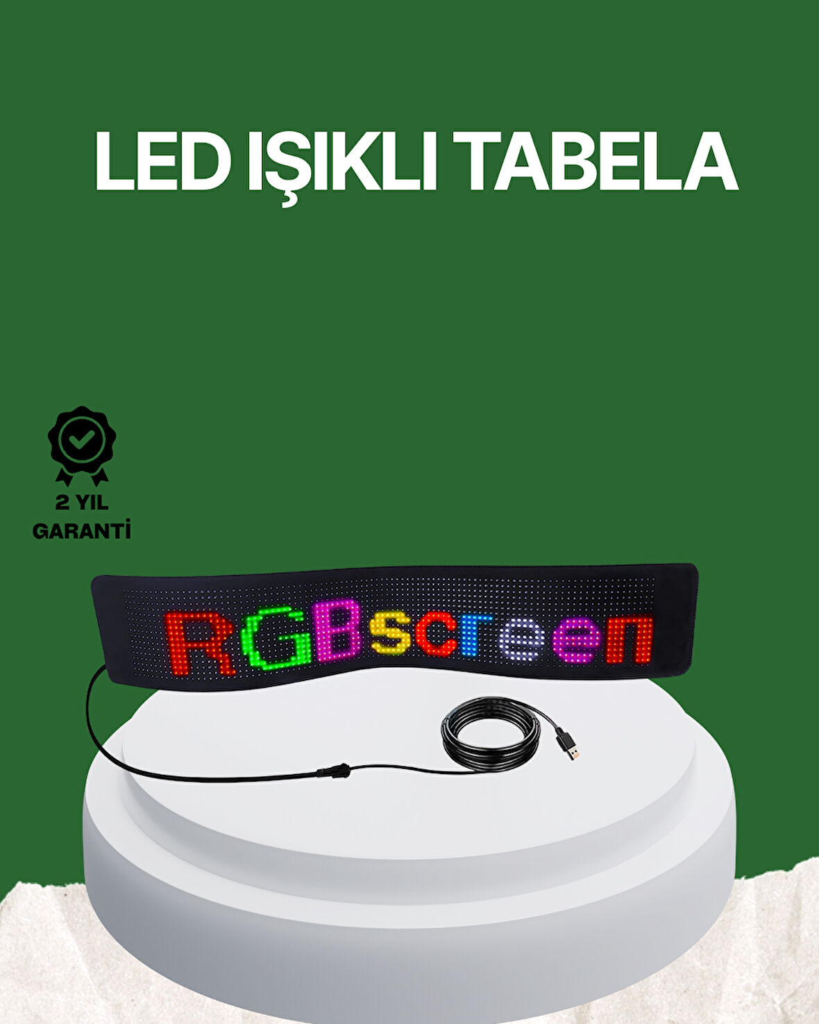 USB Girişli RGB LED Tabela Ayarlanabilir Parlaklık ve Kayan Yazı Özellikli