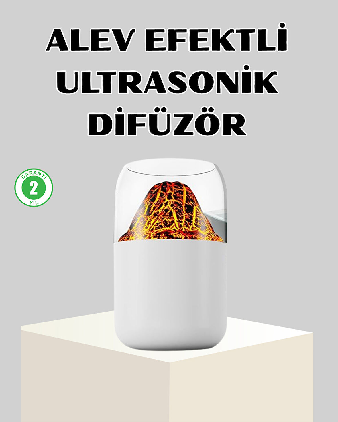 Ultrasonik Alev Efektli Aromaterapi Difüzörü USB Şarjlı ve Otomatik Kapanma Özellikli
