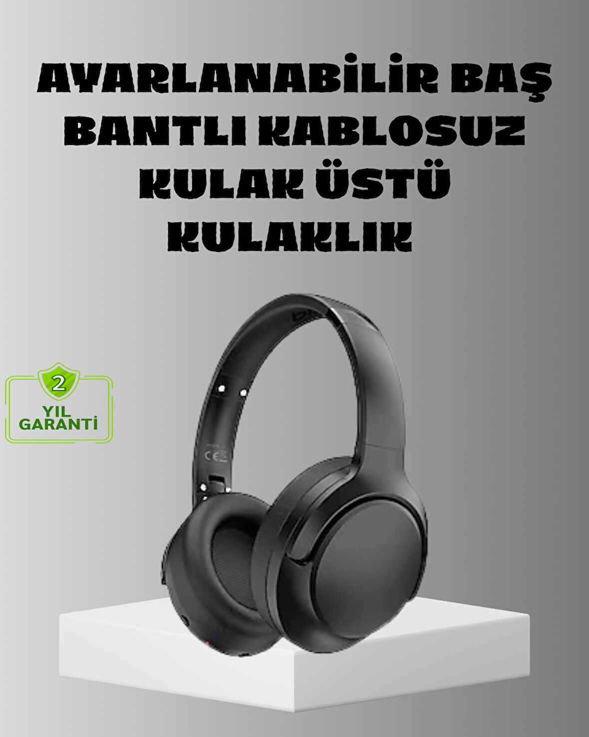Siyah Kablosuz Bluetooth Kulaklık 300 mAh Hızlı Şarj Katlanabilir Pedli