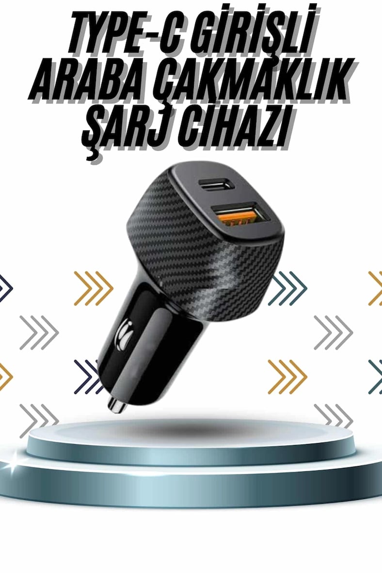 Hediye Hızlı Oto Şarj Cihazı 38w Çift Girişli Hızlı Şarj Oto Çakmaklık Type-c