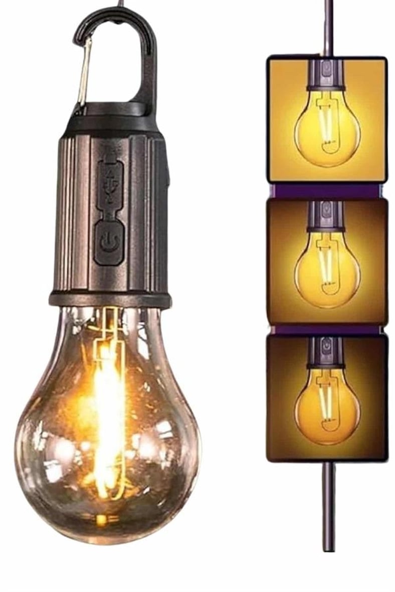 Hediye Şarjlı Dekoratif Kamp Lambası Askılı Ampul Led Işık Type-c Girişli