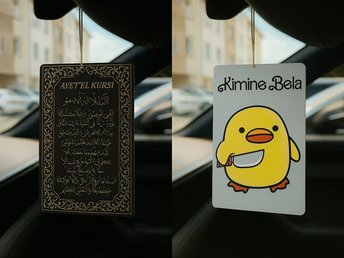 Ayetel Kürsi ve Kimine Bela Kimine Fena - İkili Oto Kokusu - Dekoratif Araç Kokusu ve Aksesuarı