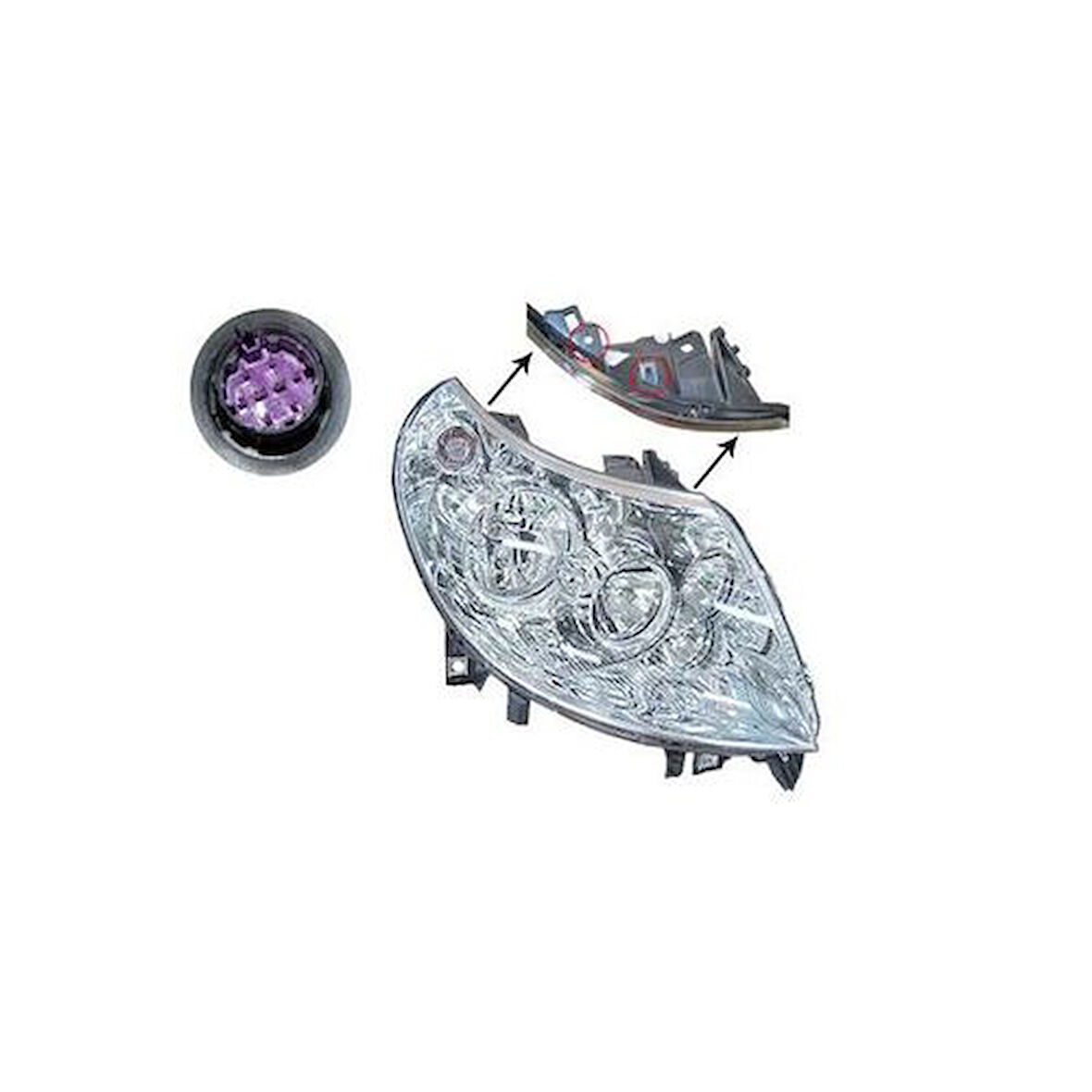 Ayfar 505206 Far Sağ Elektrikli Motoru Uzerınde Ducato Boxer Jumper III 06-14 E Sertıfıkalı 7 Pınlı 2742922