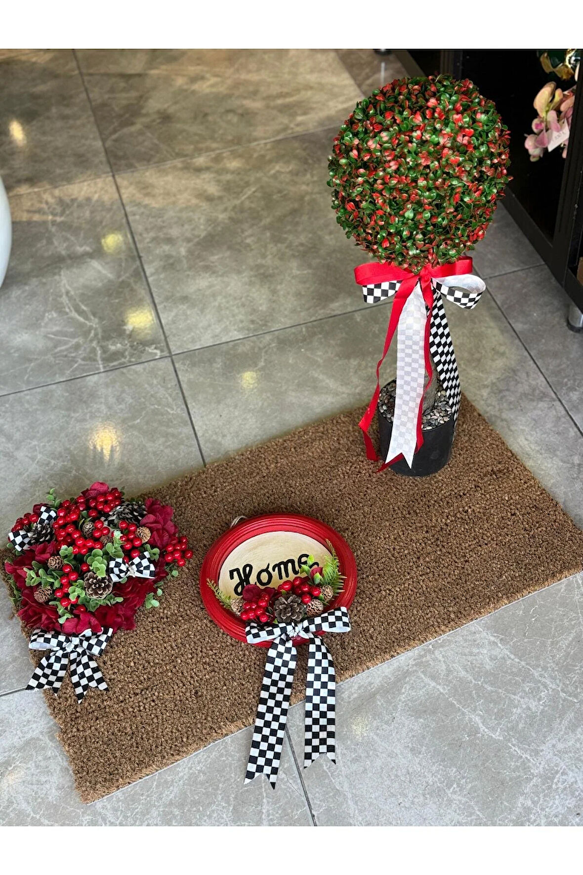 Kapı Önü Paspas Set 3 Parça Kırmızı