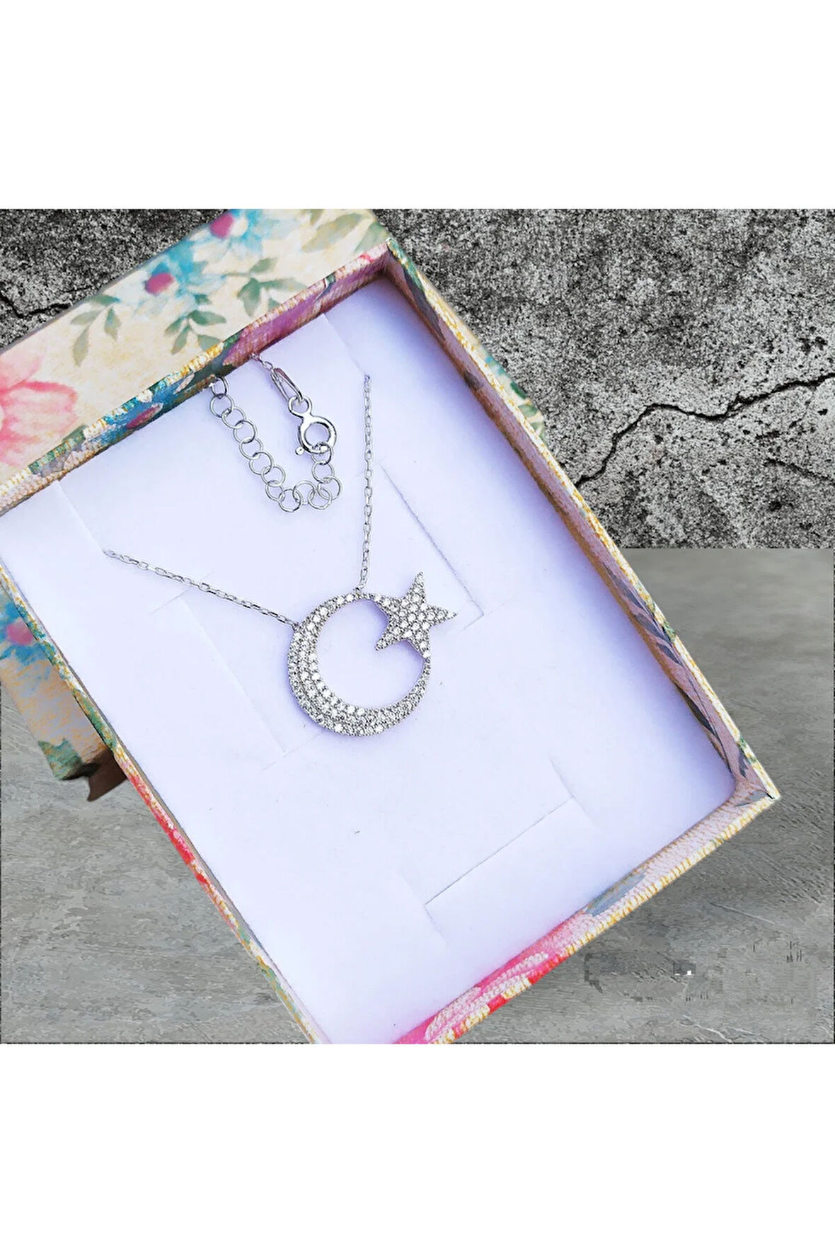 Modahilye 925 Ayar Gümüş Ayyıldız Kolye