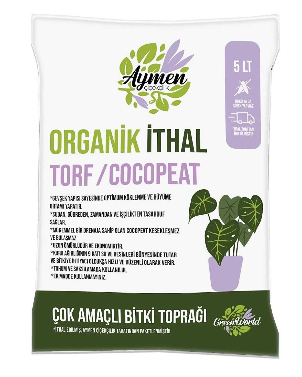 5 Litre İthal Torf Cocopeat Özel Karışım Saksı Harcı Bitki Toprağı - Kokopit