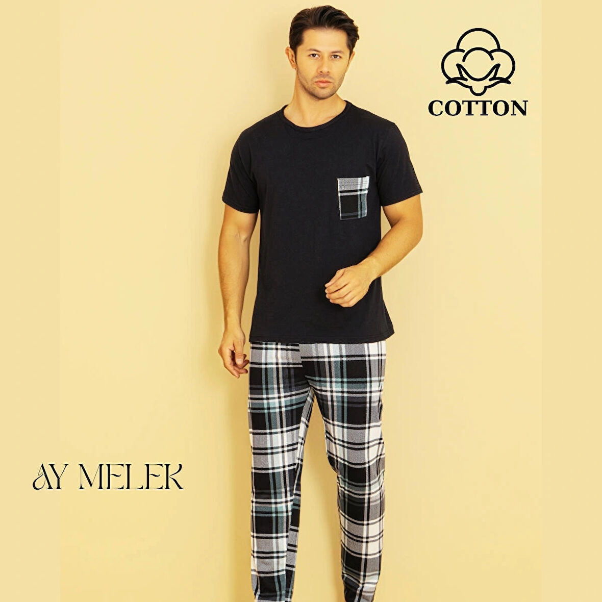 Erkek Pamuklu Pijama Takımı Cotton Gömlek ve Pijama Seti