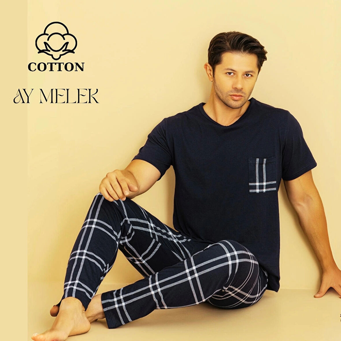 Erkek Pamuklu Pijama Takımı Cotton Gömlek ve Pijama Seti