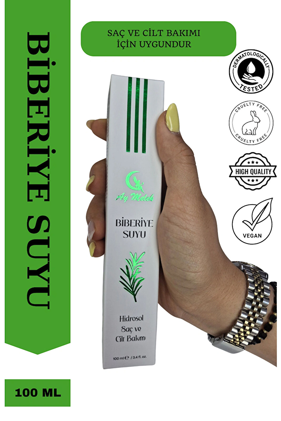 Biberiye Suyu Dökülme Karşıtı ve Saç Uzamasını Destekleyici %100 Doğal Saç Toniği