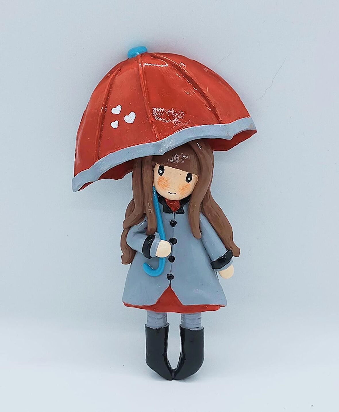ŞEMSİYELİ KIZ MAGNET -KIRMIZI- 15CM