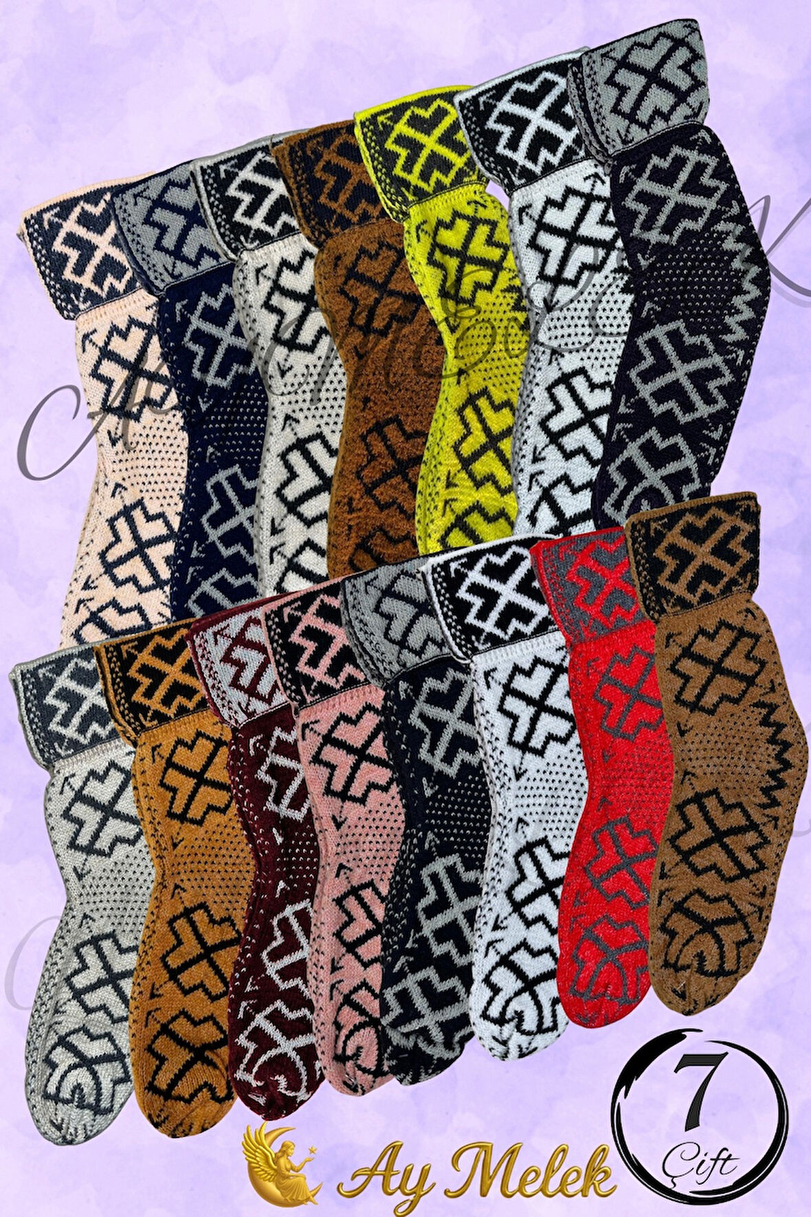 Kadın Yün Çorap (3 Çift) Doğal Lambswool Yünlü Özbek - Türkmen Yün Çorap