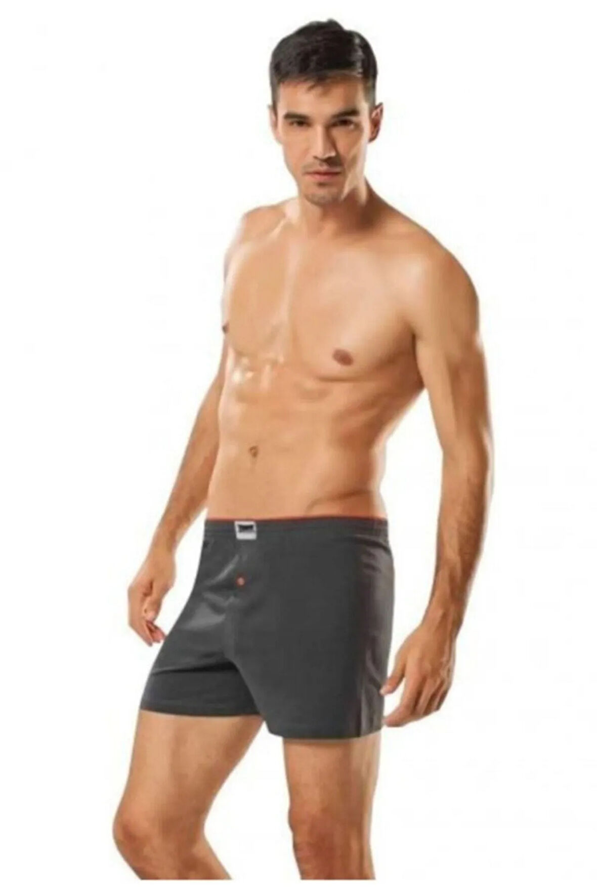Erkek Füme Pamuklu Düğmeli Paçalı Boxer Külot 6'lı Paket (model No-0117)