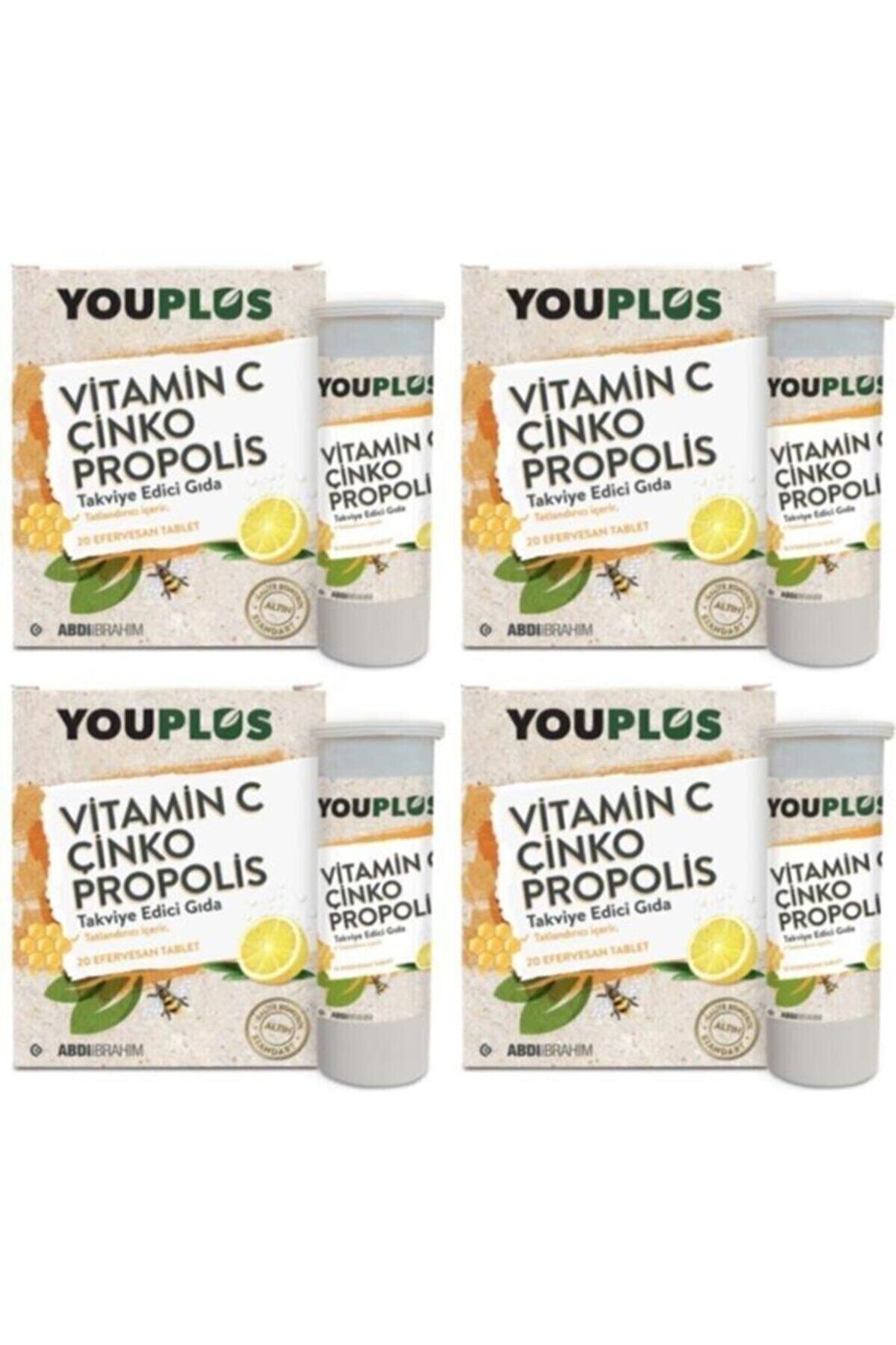 Vitamin C Çinko Propolis 20 Efervesan Tablet 4'lü
