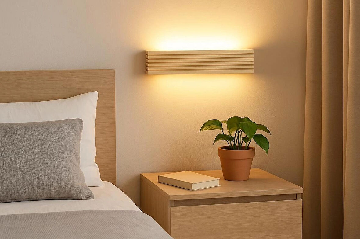 Yansıtma Tasarımlı Çift Yönlü Ahşap Salon Hol Cafe Otel Duvar Aplik Avize