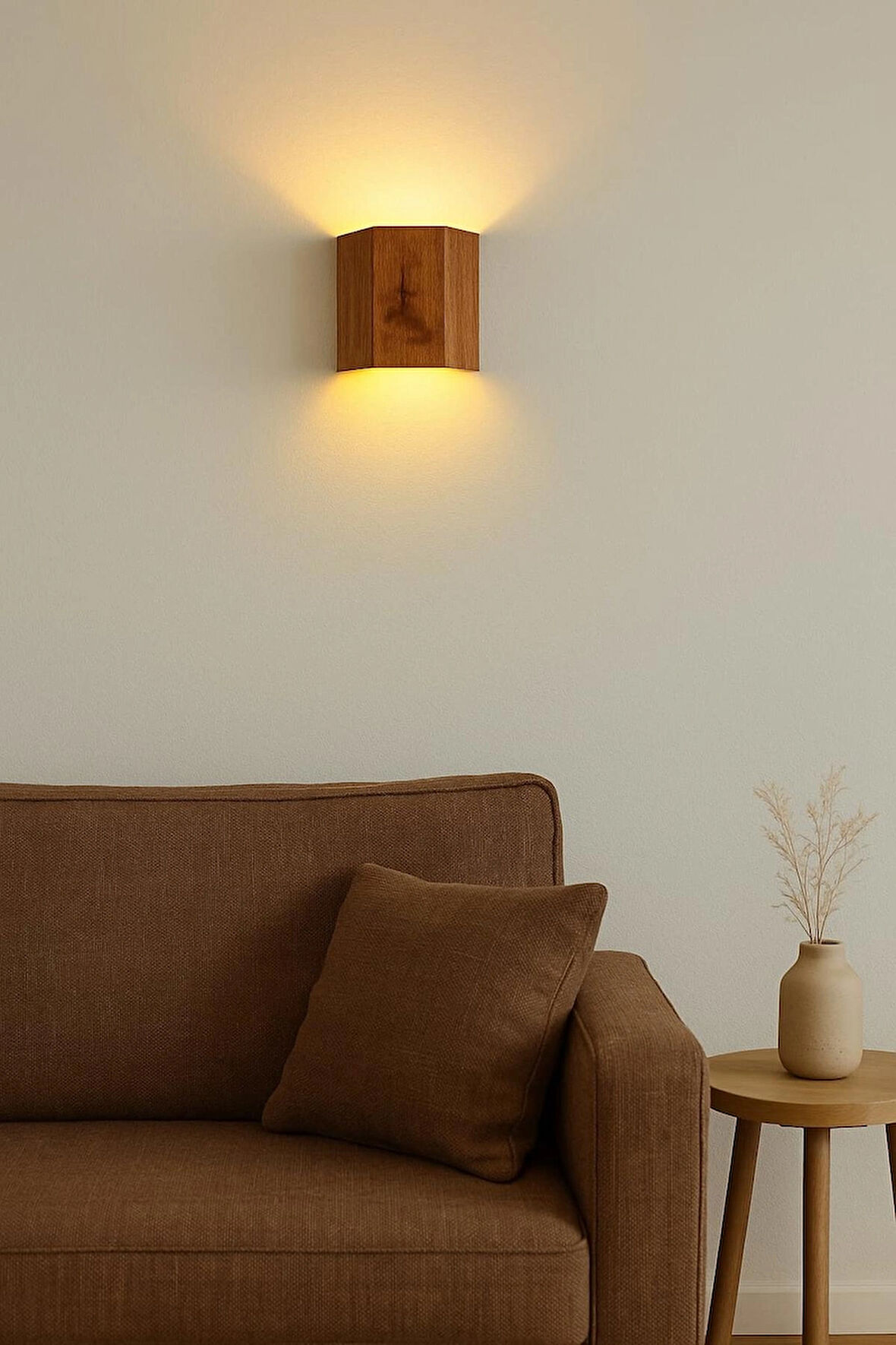 Yansıtma Tasarımlı Çift Yönlü Ahşap Salon Hol Cafe Otel Duvar Aplik Avize