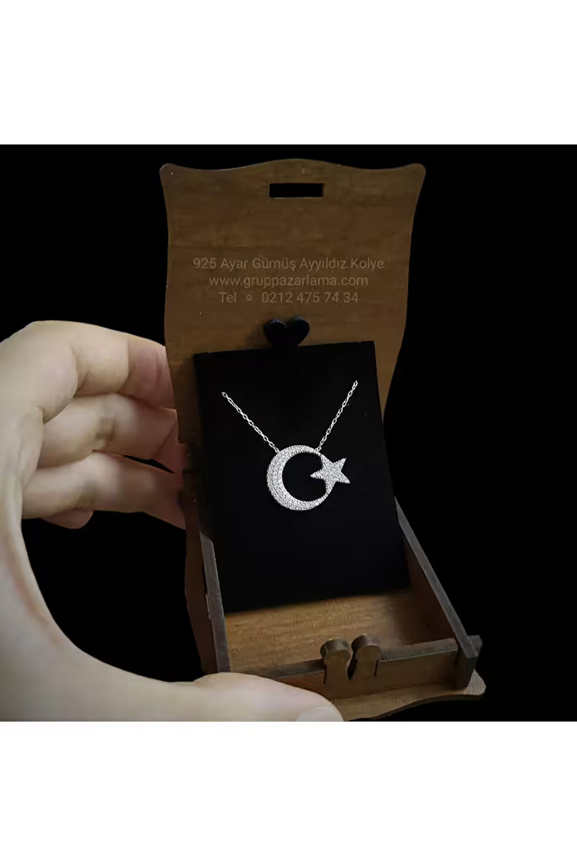 Modahilye 925 Ayar Gümüş Ay yıldız Kadın Kolye