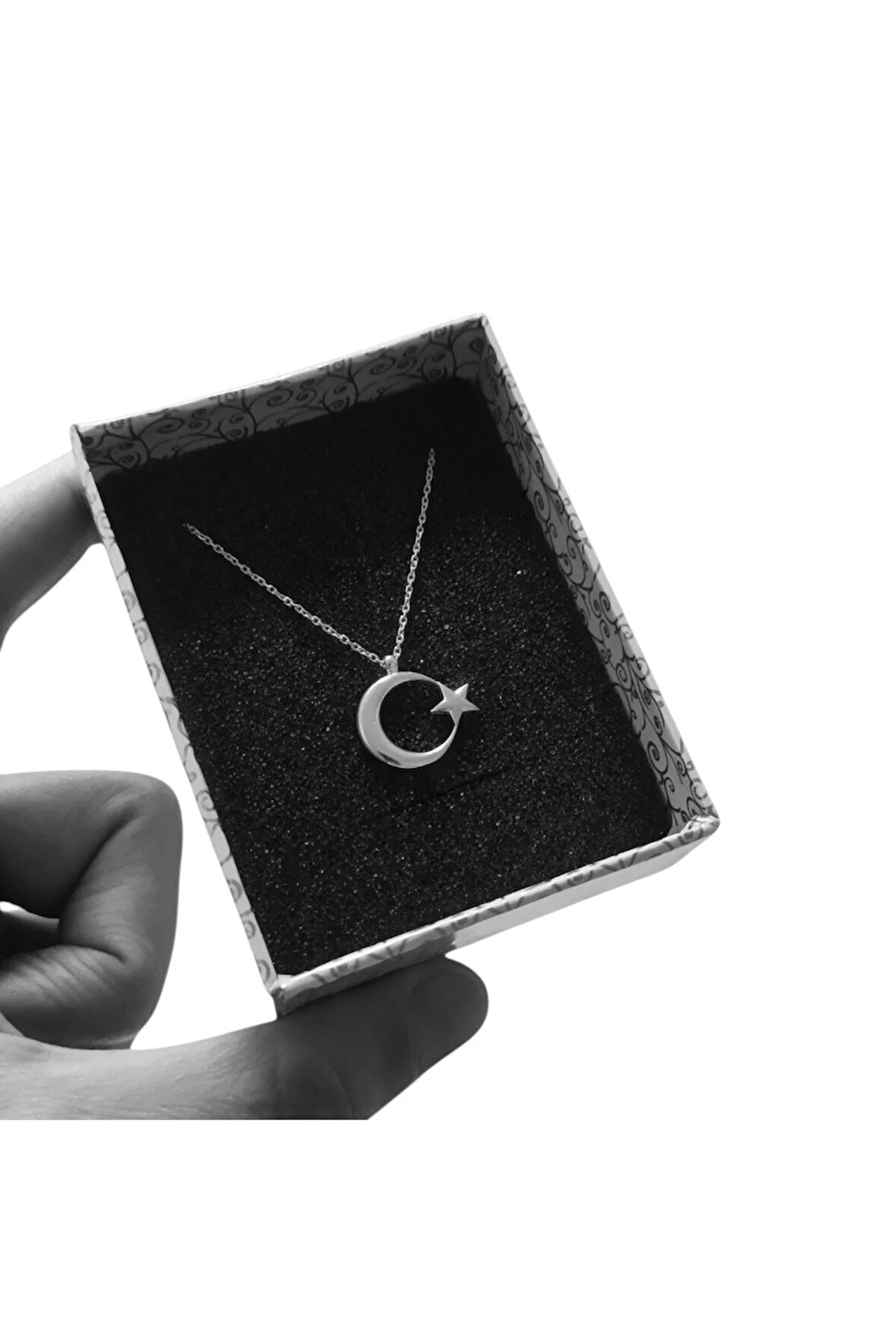 Modahilye 925 Ayar Gümüş Ay Yıldız Mini Tasarım Kolye