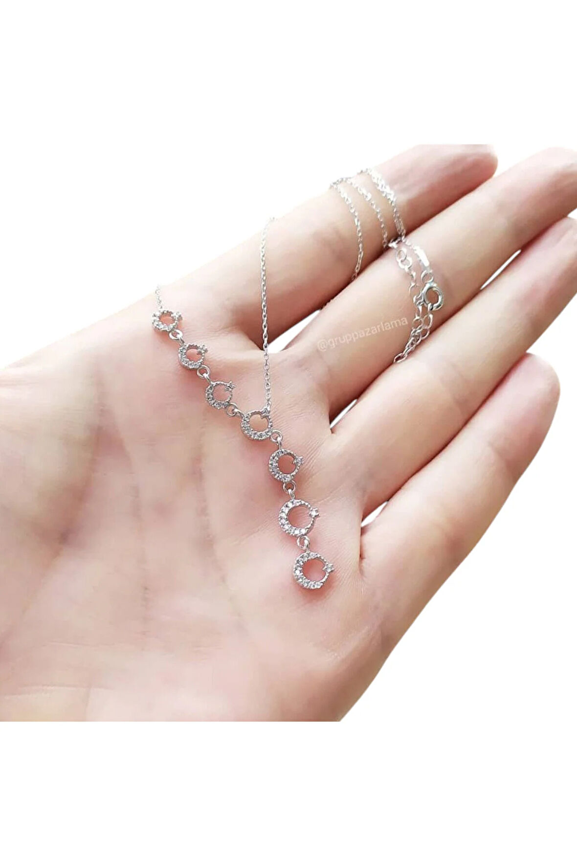 Modahilye 925 Ayar Gümüş Sıralı Ayyıldız Kolye