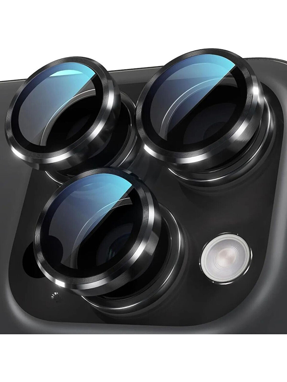 Iphone 16 Pro ve 16 Pro Max Siyah (Black) Titanyum Uyumlu Kamera Lens Koruyucu Cam