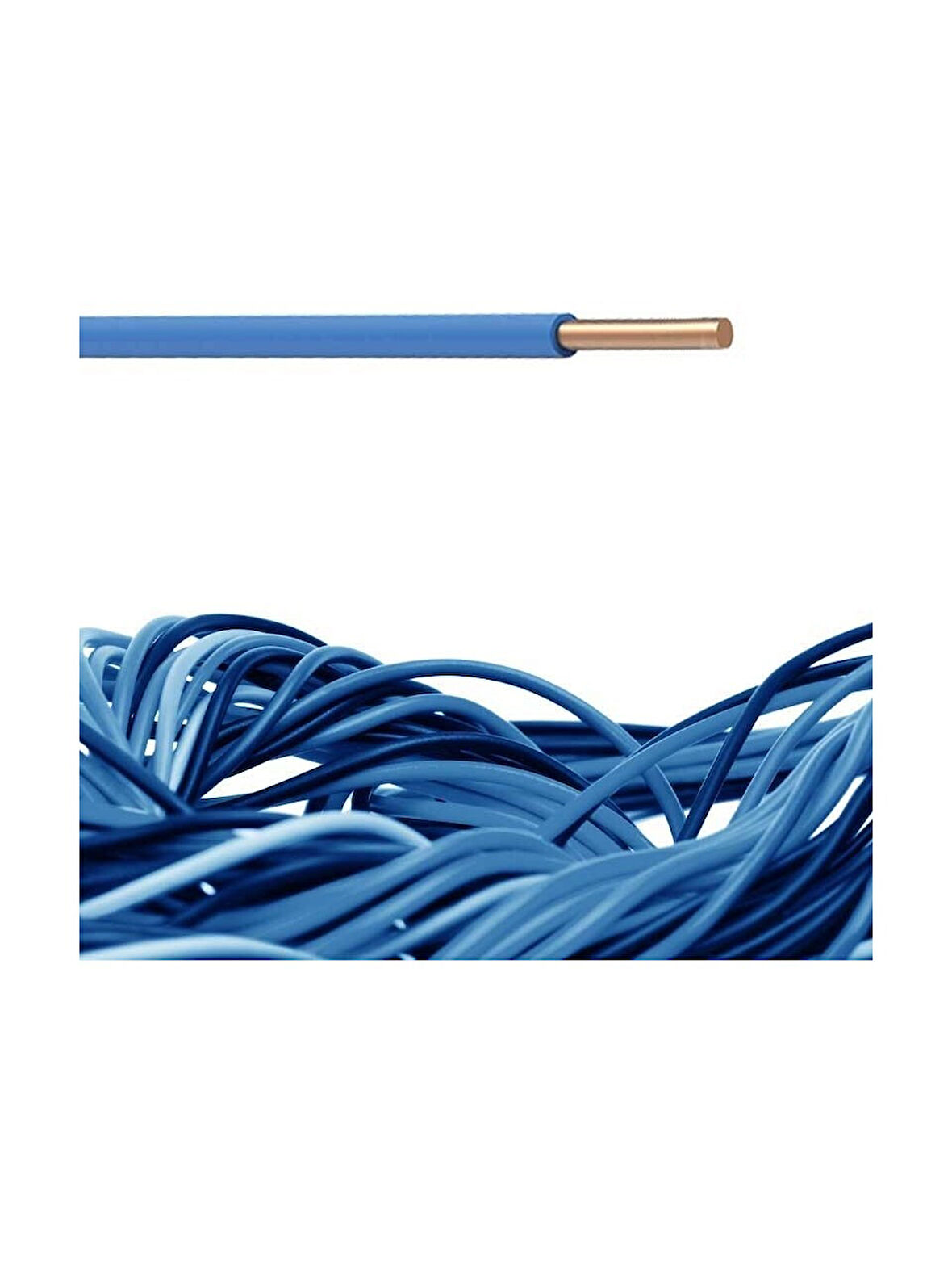 2.5 mm Nya Tek Damar %100 Bakır Kablo Mavi Renk 19 Metre