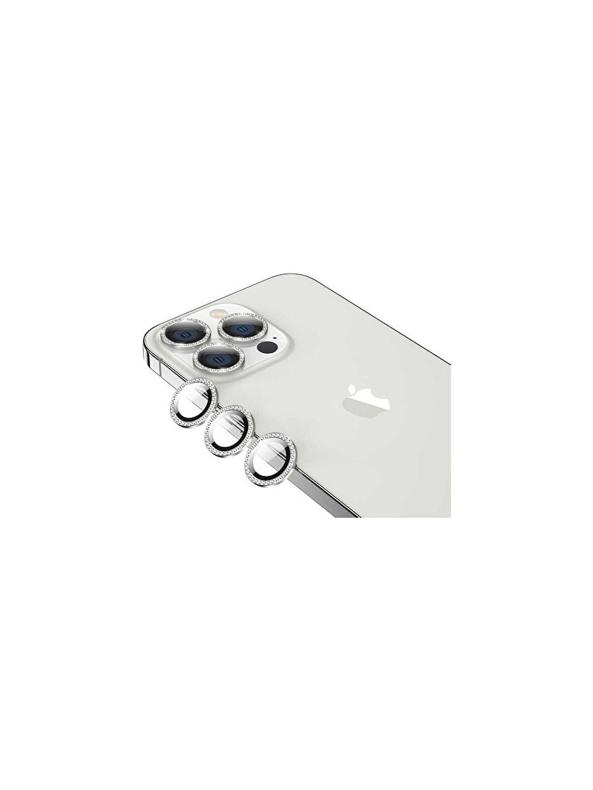İphone 13 Pro-13 Pro Max Silver Taşlı Kamera Lens Koruyucu Cam